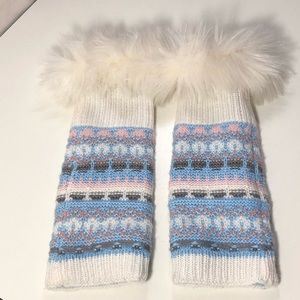 Free People Fingerless Knit Faux Fur Long Gloves
